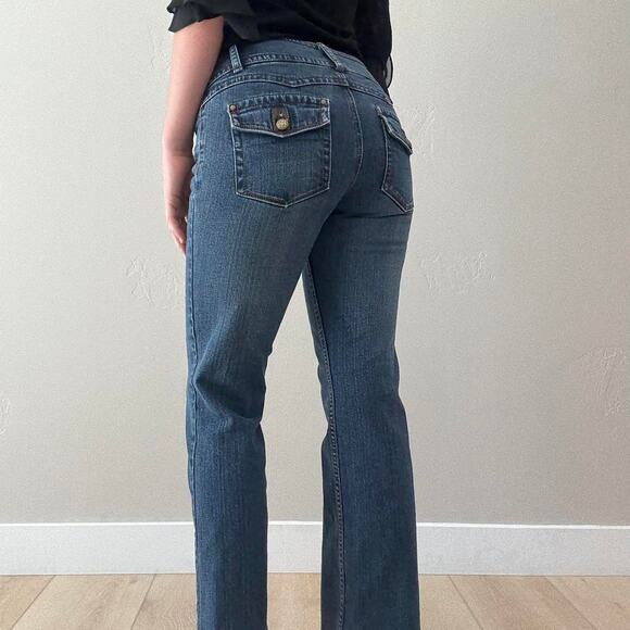Dark wash low rise bootcut jeans - Picture 3 of 8